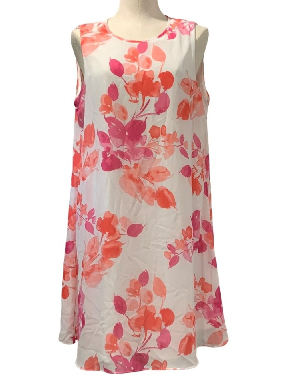 JH Jessica Howard Sleeveless Shift Dress Sz 14 Floral Lined Keyhole Pink Orange - Picture 1 of 16
